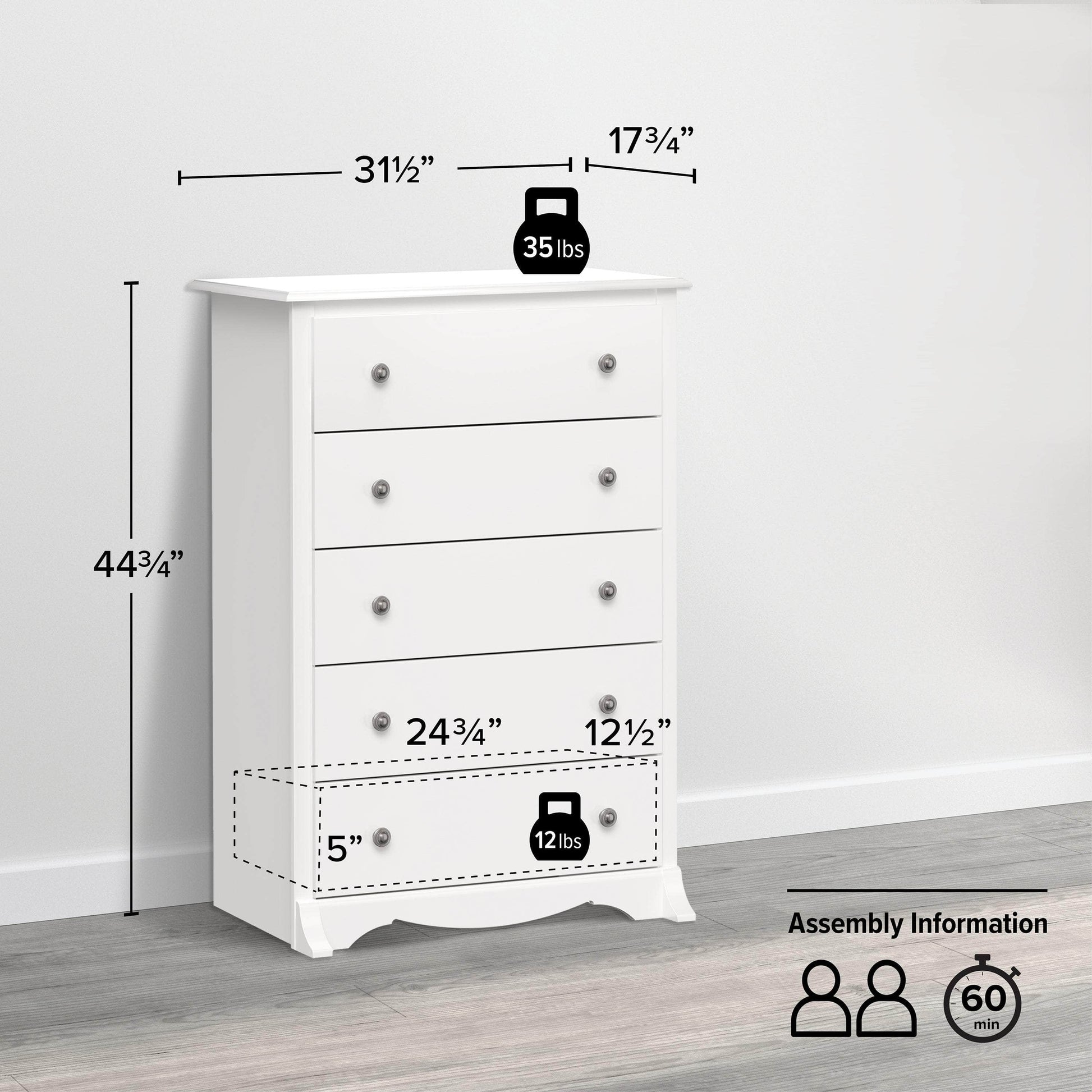 Modubox Drawer Chest Sonoma 5-Drawer Chest - Available in 5 Colours