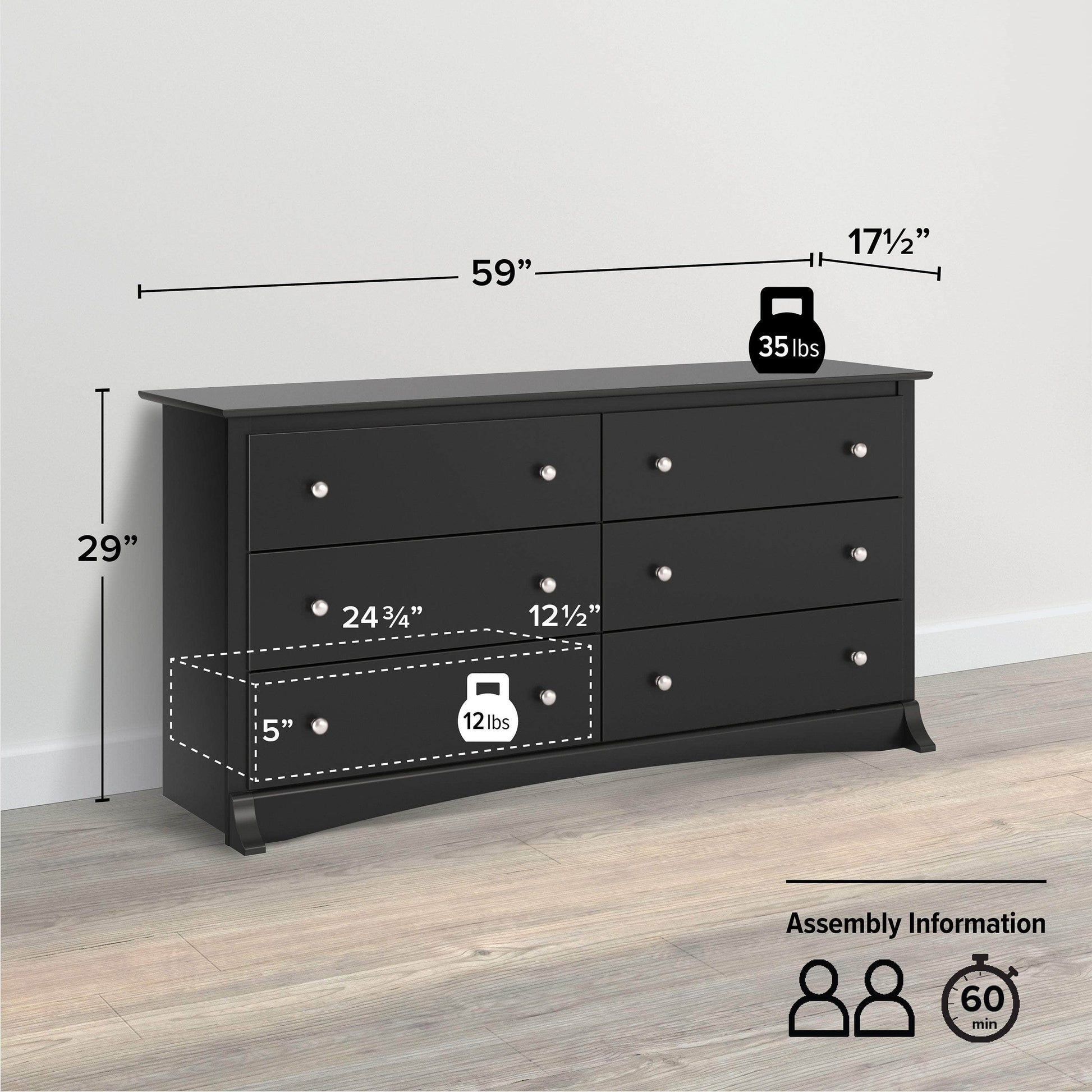 Modubox Dresser Sonoma 6-Drawer Dresser - Available in 4 Colours