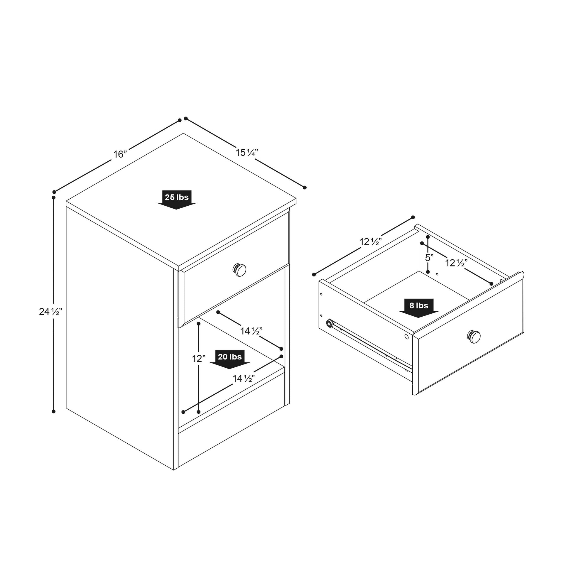 Modubox Nightstand Astrid Tall 1-Drawer Nightstand - Multiple Options Available