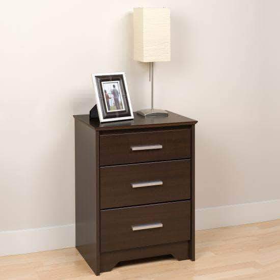 Prepac Coal Harbor Bedroom Espresso Coal Harbor 3 Drawer Tall Nightstand - Multiple Options Available